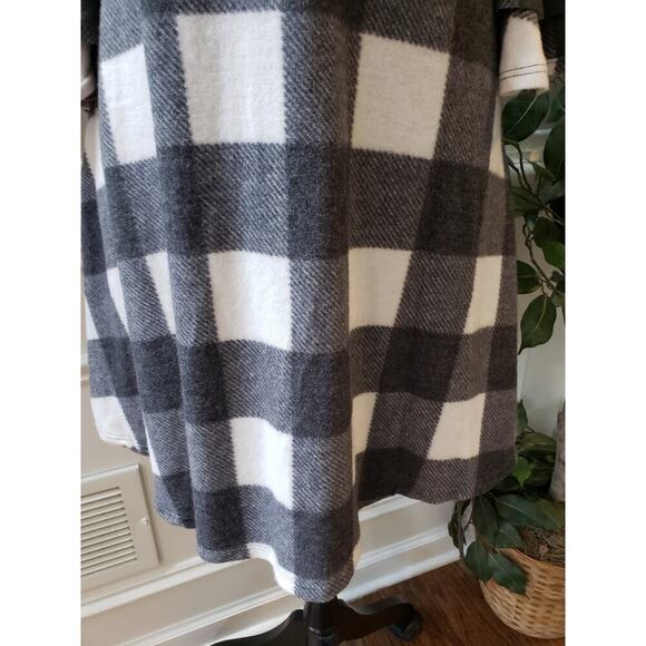 Tunic Dress Women's S White Black Check Round Neck Ruffle Sleeve Pullover - Picture 8 of 12